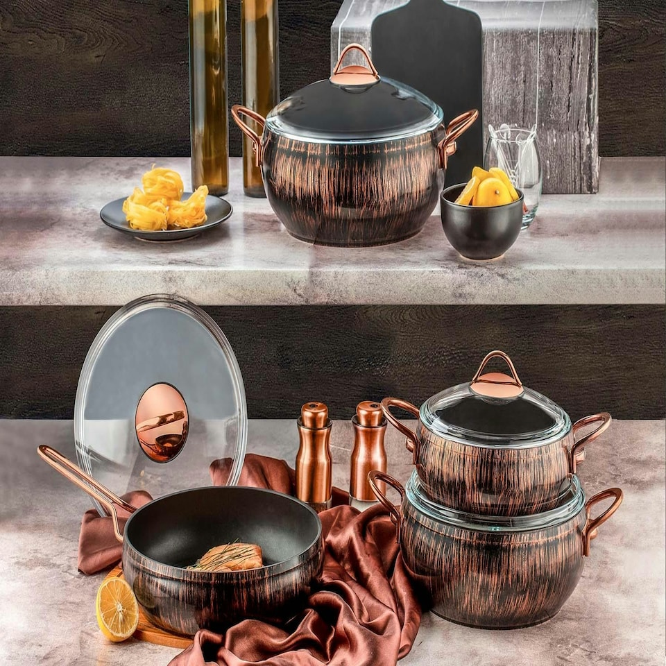 image 1 of Alize Collection 7-Piece Non-Stick Granite Cookware Set (Copper)
