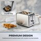 image 3 of Daewoo Small Electric 2 Slice Toaster Wide Slot Brushed Stainless Steel Silver Silver | 2-slice