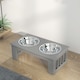 image 8 of PawHut Raised Dog Bowls Pet Feeder Raised Elevated Stainless Steel Food Grey