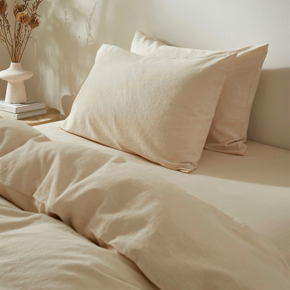 image 1 of Touch Of Linen - Creamy Almond - Pillowcase Pair Cream | Creamy Almond