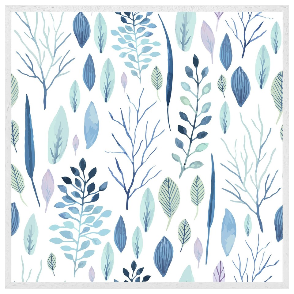image 1 of Winter branches & leaves (Picture Frame) White | L