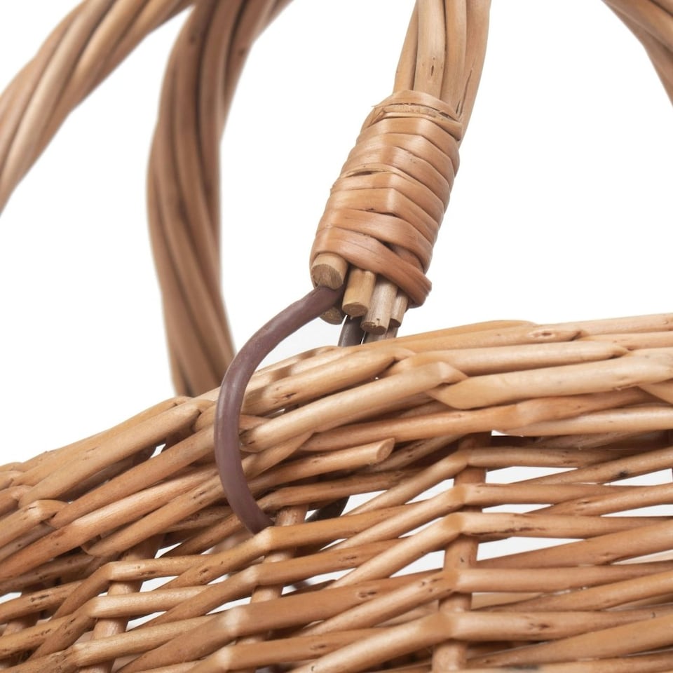 image 1 of Childrens Light Steamed Wicker Swing Handled Coracle Shopping Basket Brown | Brown | One Size