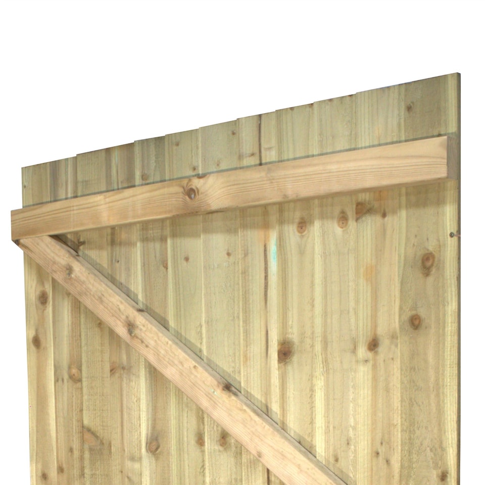 image 1 of Flat Top Wooden Garden Gate 6ft x 4ft Feather Edge Semi-Braced Treated Door