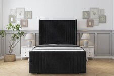 Sloomy Camden Black Naples Bed Frame With Mattress With 50" Upholstered Wingback Headboard 2'6 Small Single