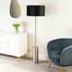 image 2 of ValueLights Lexy Brushed Chrome Rotary Dimmer Switch Floor Lamp with Black Velvet Shade Black
