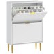 image 1 of HOMCOM Slim Shoe Storage Cabinet with 2 Flip Drawers for Hallway White | Gold | 60W x 24D x 91.5H cm