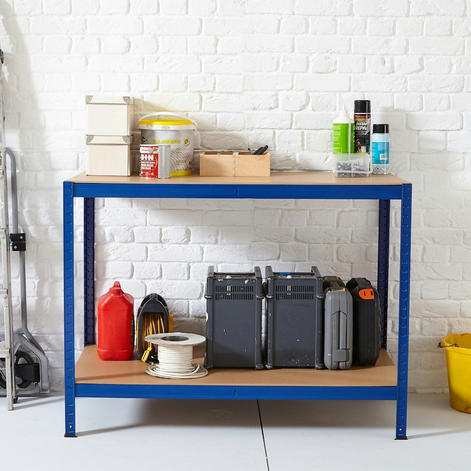image 1 of Blue Metal Garage Workbench Blue