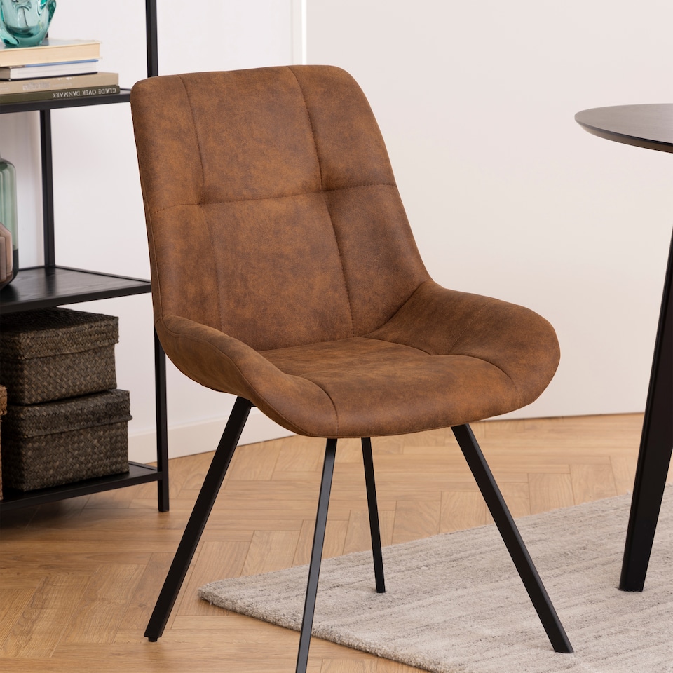 image 1 of Waylor Dining Chair in Brown Fabric Set of 2