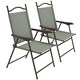 image 6 of Outsunny Folding Chairs Set, Breathable Mesh Fabric Seat, Dark Grey
