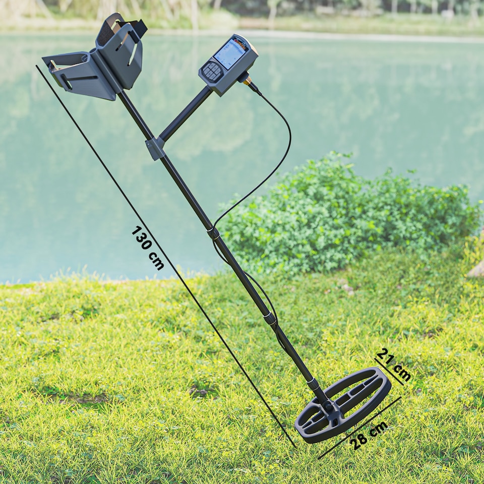 image 1 of Outsunny Metal Detector for Adults and Beginners, Gold Detector with Higher Accuracy IP68 Waterproof Coil, 5 Professional Modes with Pinpoint & Memory Mode, Bigger Backlit LCD Display with DSP Chip