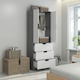 image 2 of HOMCOM 2 Door Wardrobe Modern Wardrobe with 3 Drawer and Hanging Rod, Grey