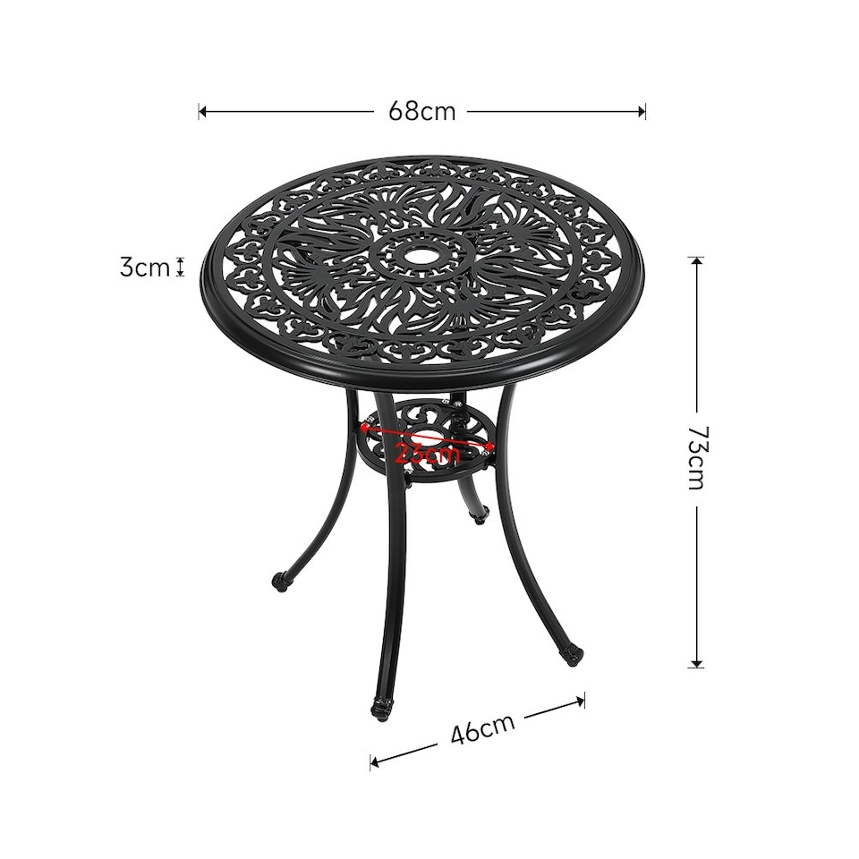 image 1 of Living and Home 68cm  Round Patio Dining Table with Umbrella Hole