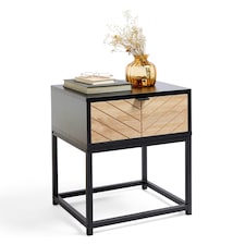 VonHaus Dalton Side Table Chevron Design with Drawers