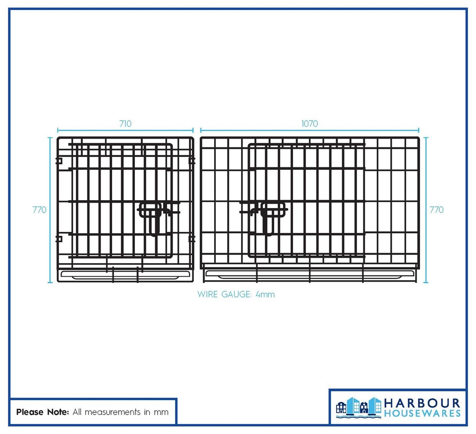 image 1 of Harbour Housewares 2 Door Metal Dog Crate with Removable Tray - Large