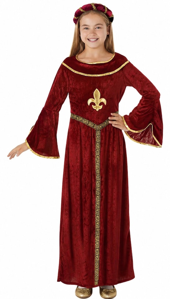 image 1 of Red Tudor Girls Historical Medieval Kid Fancy Dress Costume Child(4-6 Years)