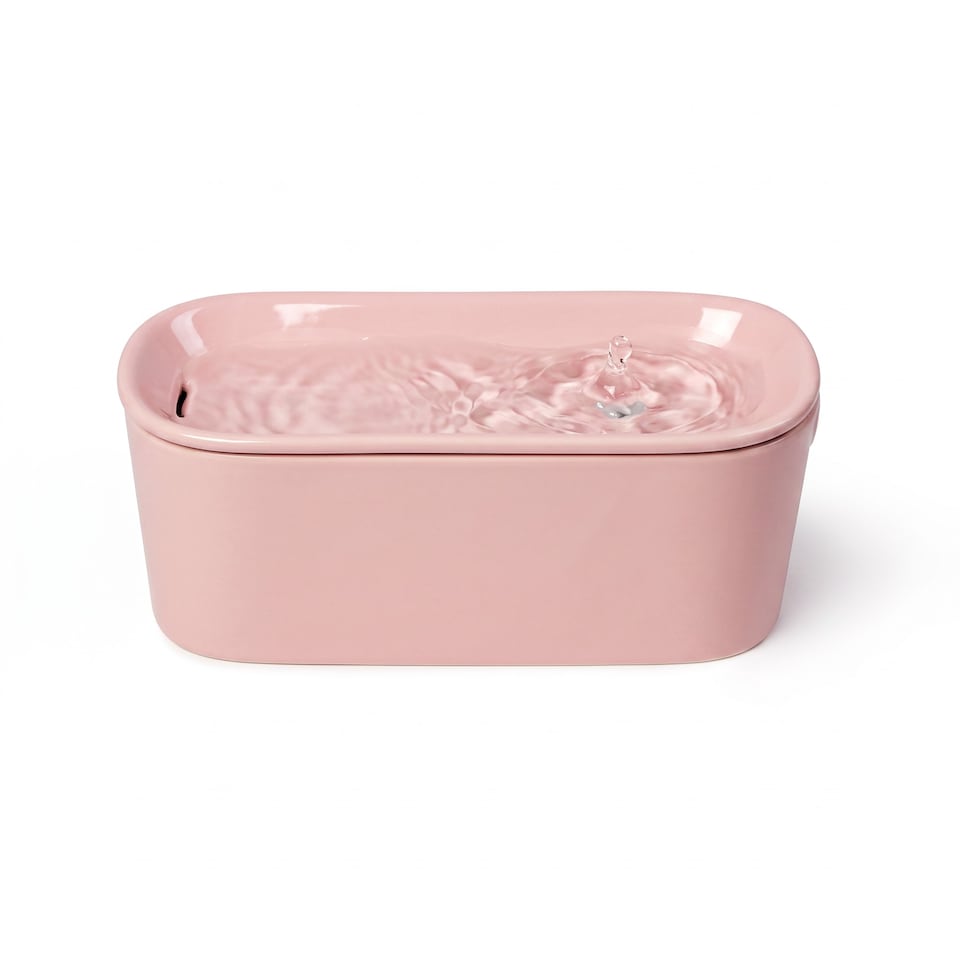 image 1 of Cat Mate Ceramic Pet Water Fountain 800ml Pink