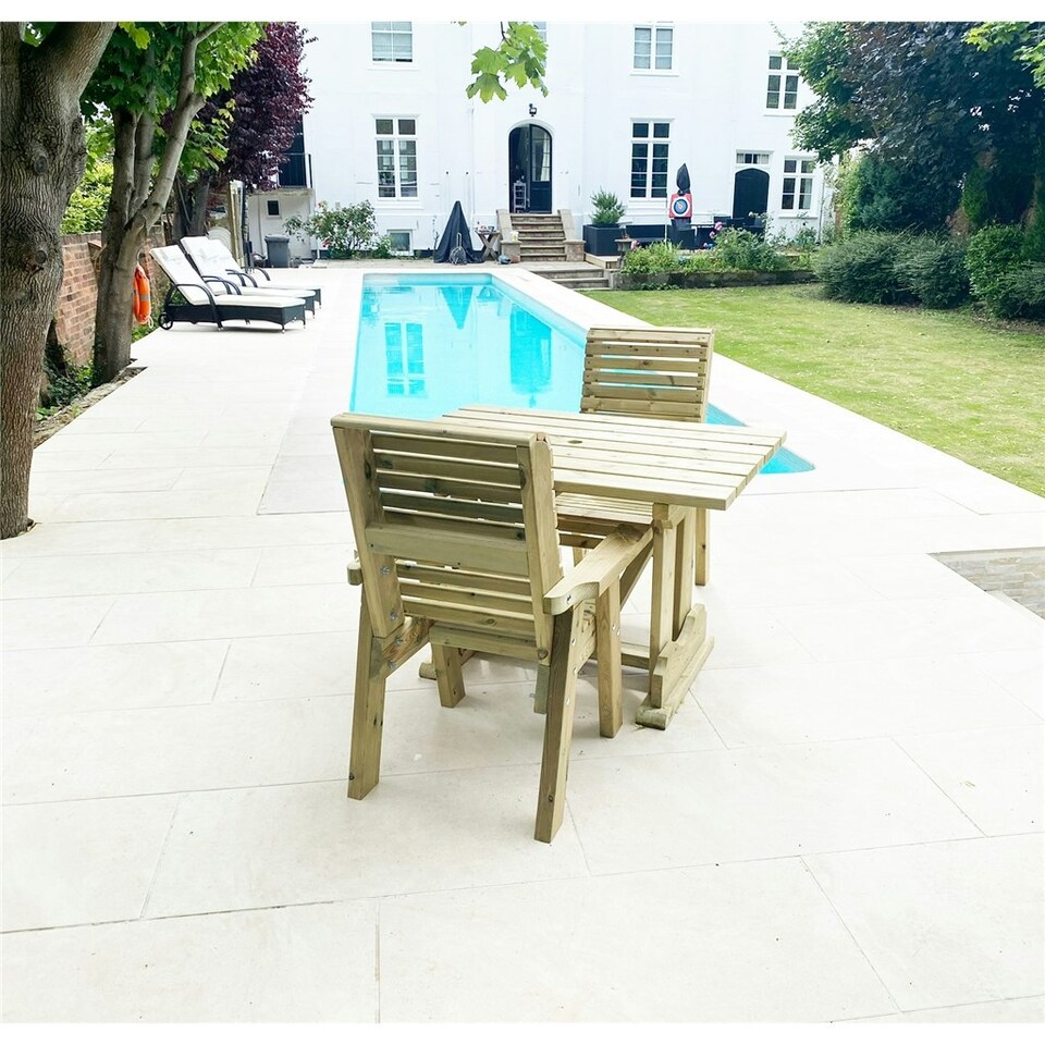 image 1 of Heavy Duty Table and Chair Set - 1 Square Table - 2 Chairs - 2 Seater