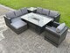 image 4 of Fimous Rattan Garden Corner Furniture Gas Fire Pit Table Dining Sets Gas Heater Lounge Chair Big Footstool Side Coffee Table