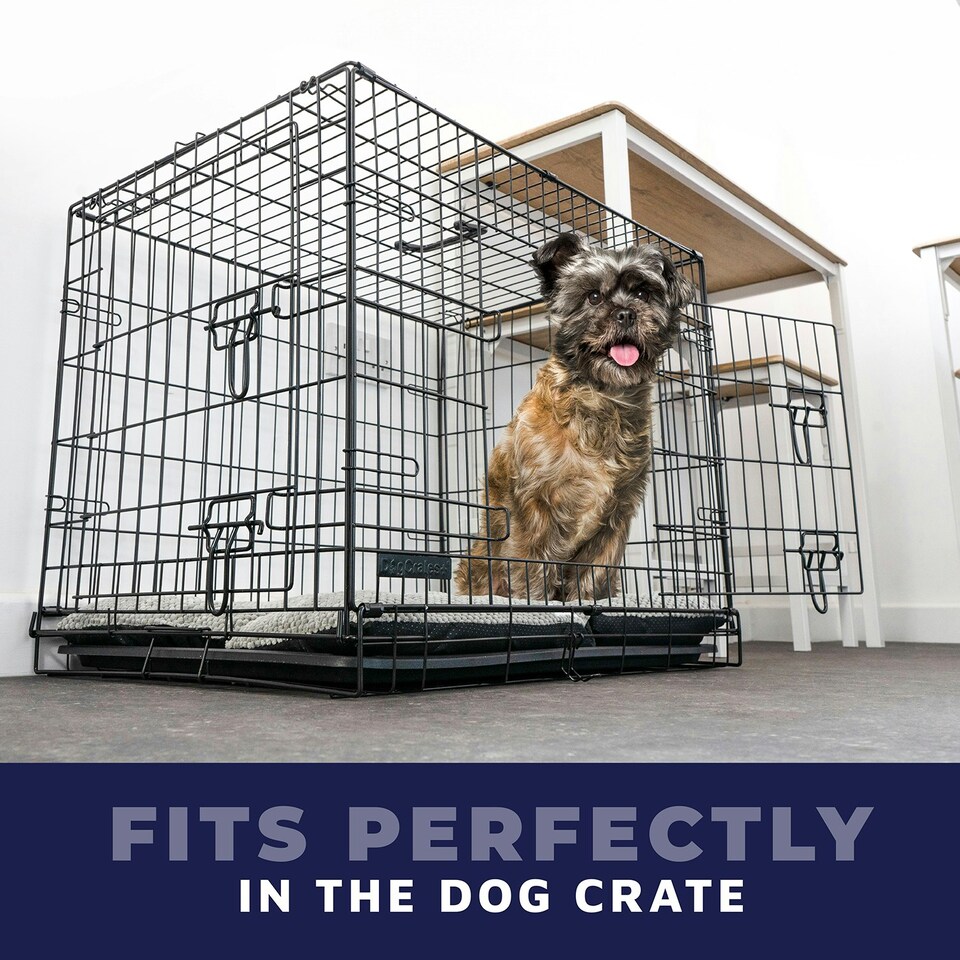image 1 of DogCrates+ Small Washable Pillow Dog Bed – Soft Crate Mat with Anti-Slip Bottom for Puppies, Dogs & Cats – Grey Grey | S