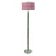 image 1 of ValueLights Bobbins Sage Green Floor Lamp Pleat Blush Pink Shade | Green | Pink