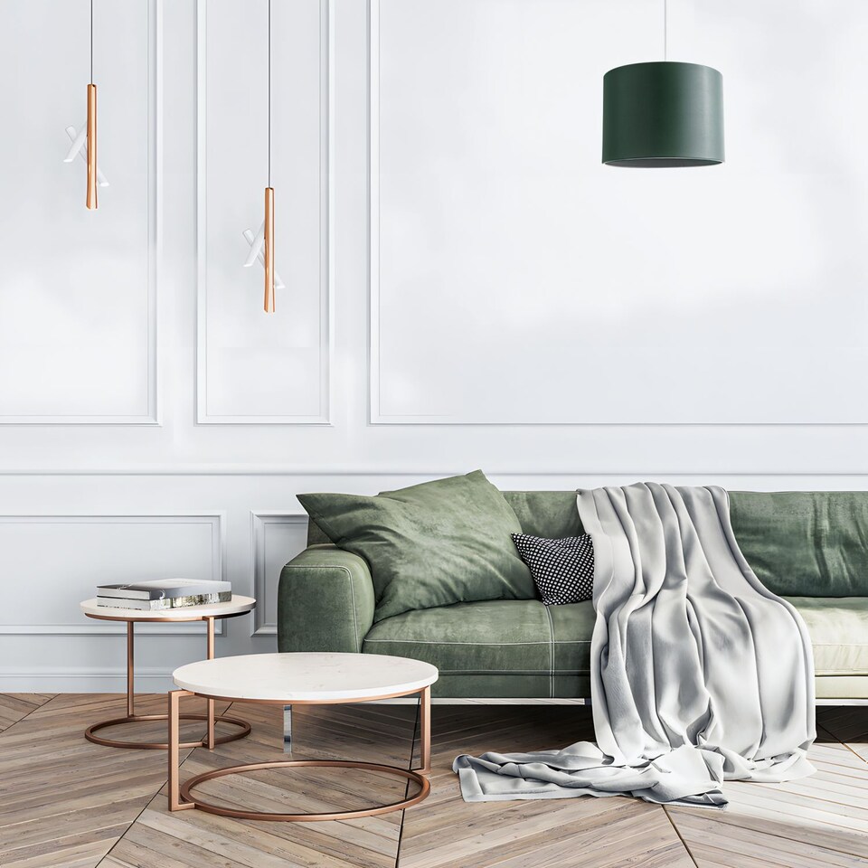 image 1 of Classic Forest Green Faux Leather Lamp Shade with Inner Cotton Lining | Green | Forest Green | 1