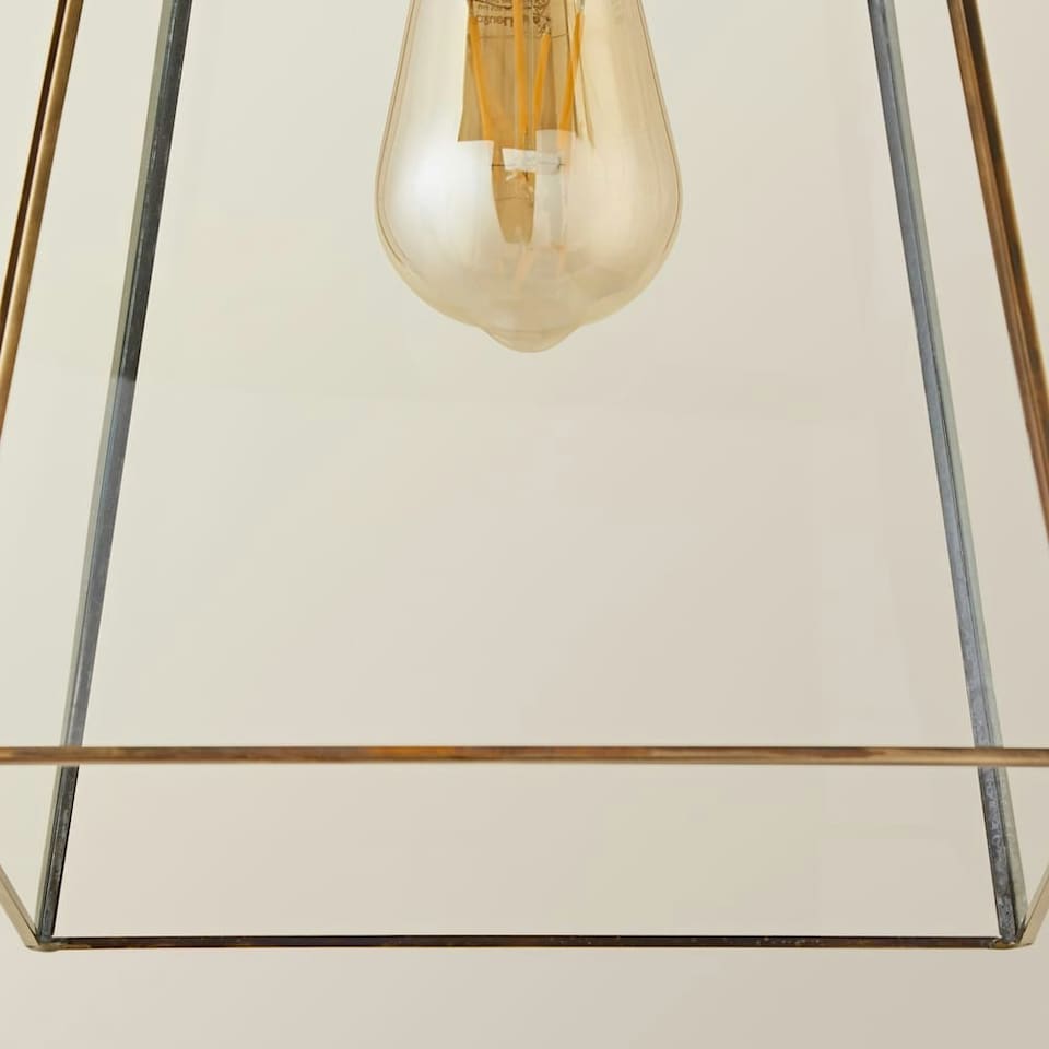 image 1 of ValueLights Susie Glass Pendant Lantern Gold Case Easy Fit Lamp Shade Gold