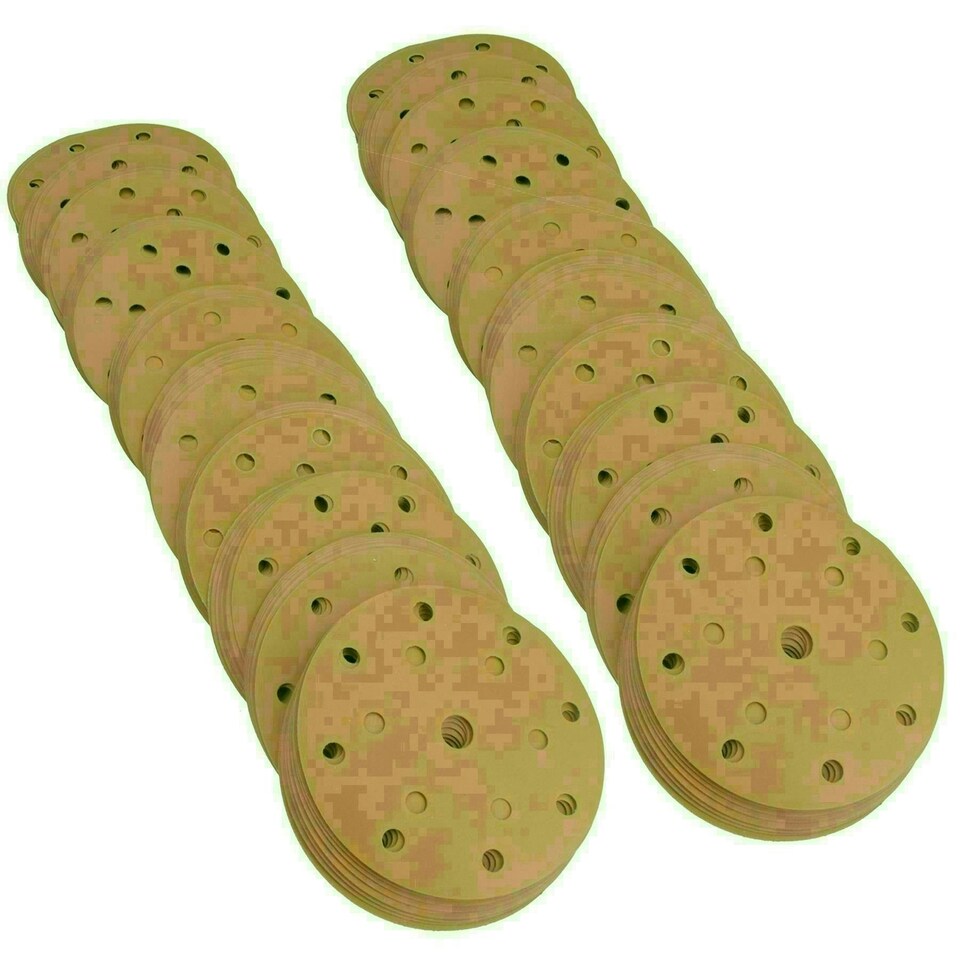 image 1 of 150mm Sanding Discs Aluminium Oxide Abrasive 500 Grit 15 Hole Hook + Loop 200pc