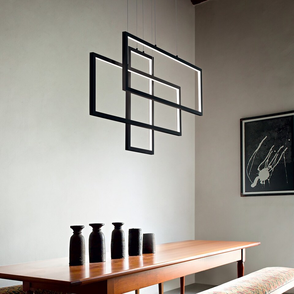 image 1 of Frame LED Decorative Integrated Pendant Light Black, 83000K