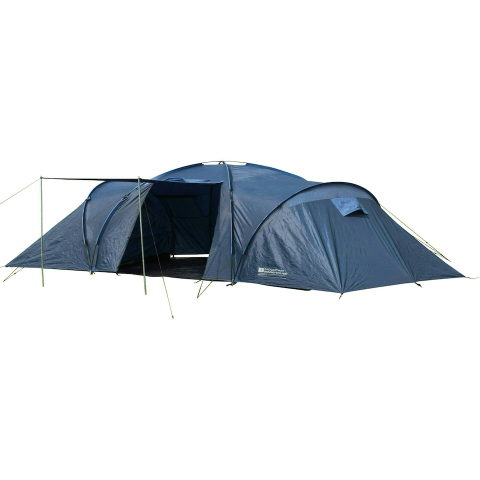 image 1 of Mountain Warehouse Holiday 4 Person Dome Tent Large Sturdy for Camping Hiking Blue | Bright Blue | One Size