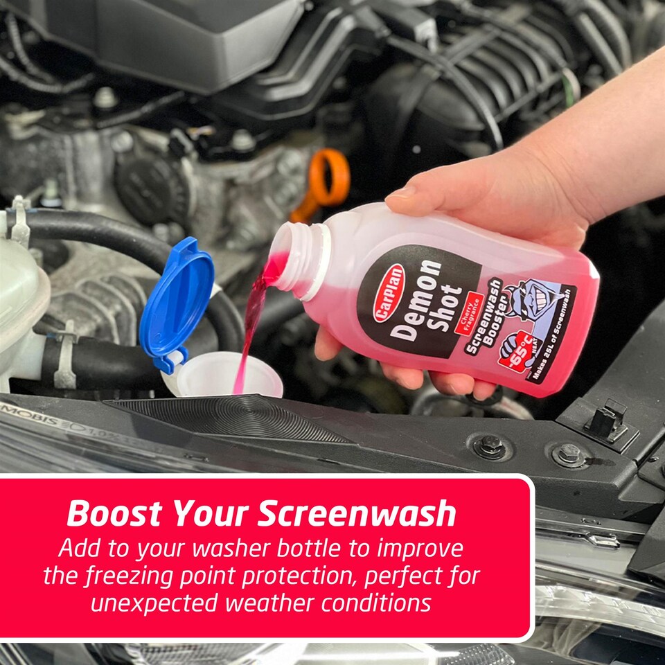 image 1 of CarPlan Concentrated Screen Wash Booster Cherry Scented De-Icer -65C 12x 500ml
