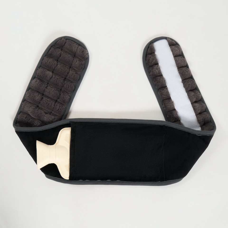 image 1 of OHS Ribbed Fleece Hot Water Bottle Belt Adjustable Heating Wrap | Grey | Charcoal