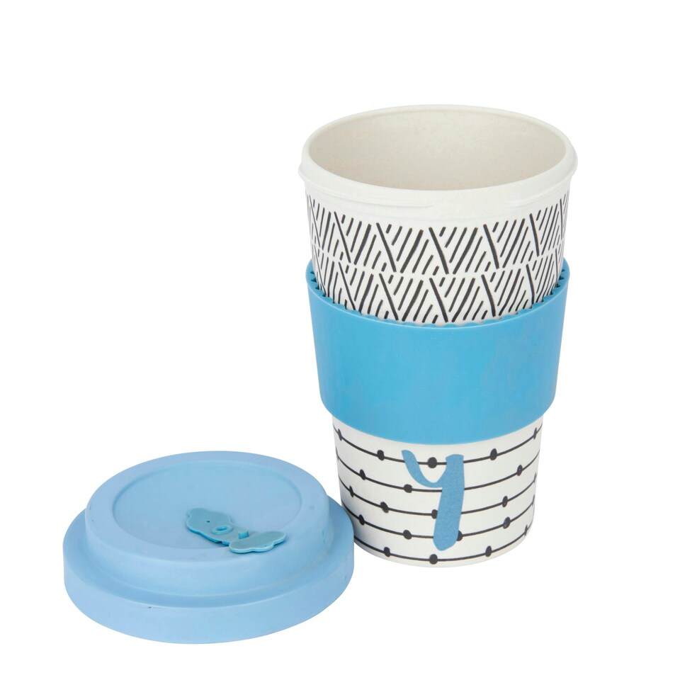image 1 of KitchenCraft 410ml Bamboo A to Z Letter "Y" Reuseable Mug Multi