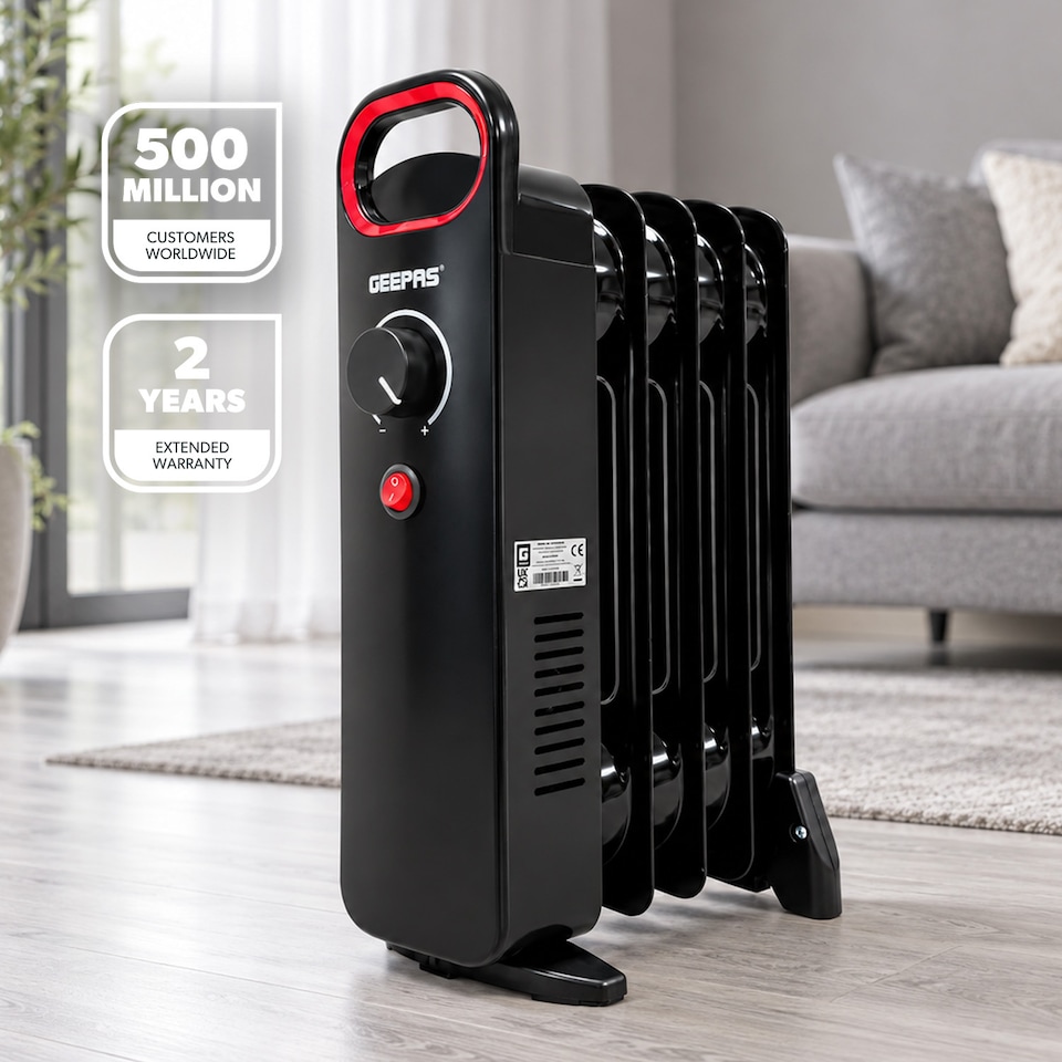 image 1 of GEEPAS Mini Oil Filled Radiator Heater 5 Fin Portable  500W