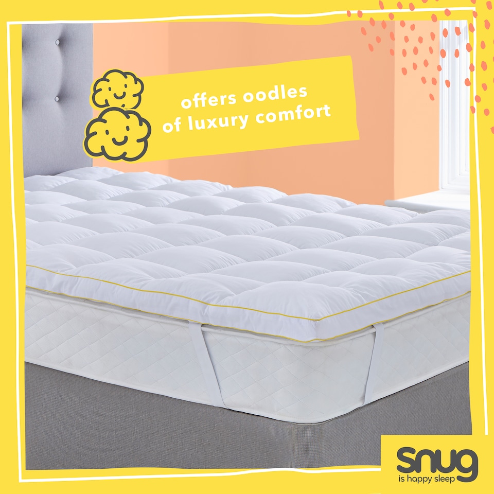 image 1 of Snug Deeply Dreamy Extra Deep Mattress Topper, 10 cm Thick | White | 1