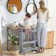 image 2 of HOMCOM Kids Wooden 2-Step Stool Mini Ladder Assistance Unit Non-Slip Panels Grey 