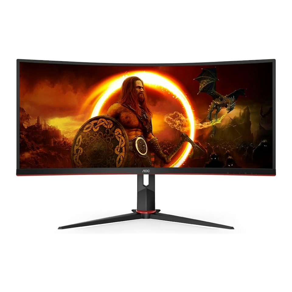 image 1 of AOC G2 CU34XP/BK 34" Curved UltraWide Quad HD 180Hz 1ms Height Adjustable Gaming Monitor | Black | Black, Red | 86.4 cm (34")