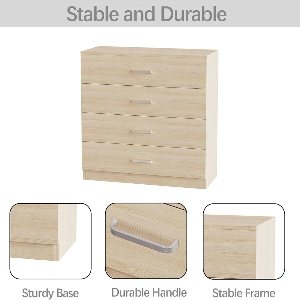 image 1 of Alivio 4 Drawers Bedside Storage Cabinet for Bedroom, Living Room, Dressing Room (Wooden)