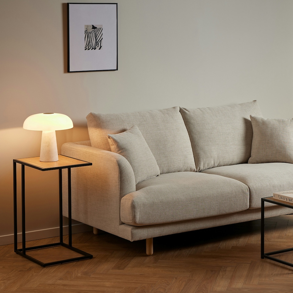 image 1 of Seaford Black Metal Side Table with Oak Top