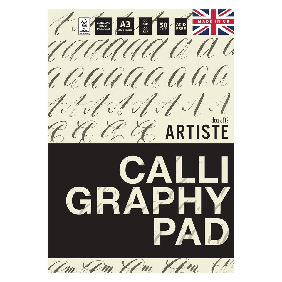 Artiste Calligraphy Practice Pad, White, A3, 90gsm 50 Sheets