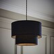 image 2 of ValueLights Jodie Two Tier Black Linen Ceiling Drum Lamp Shade | Black