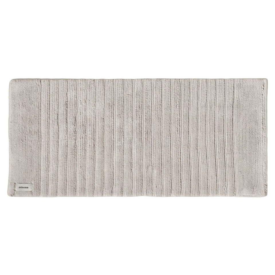 image 1 of Organic Cotton Ribbed Bath Runner - Light Grey