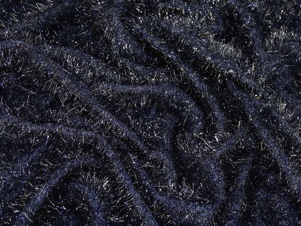 Navy Lurex Faux Fur Fabric for Dressmaking, Toy Making, 150cm / 59" Wide - per metre