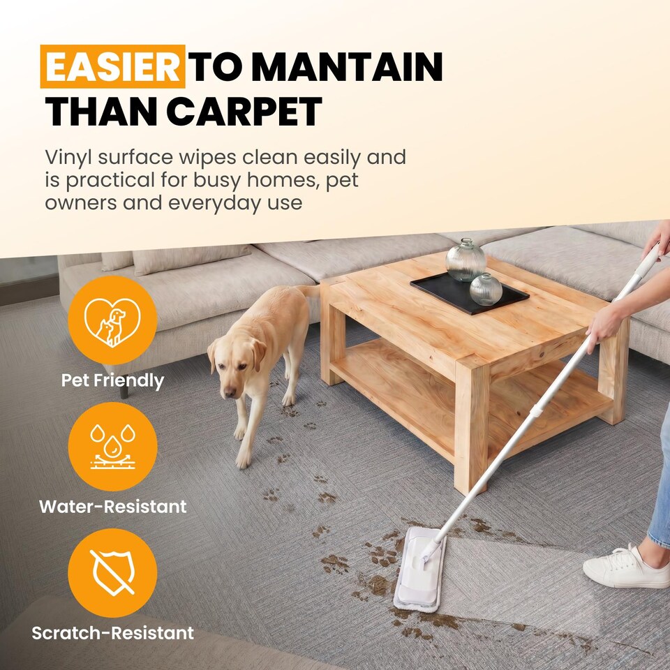 image 1 of NOVECRAFTO Self Adhesive Vinyl Floor Tiles 45x45cm Carpet Effect Peel and Stick