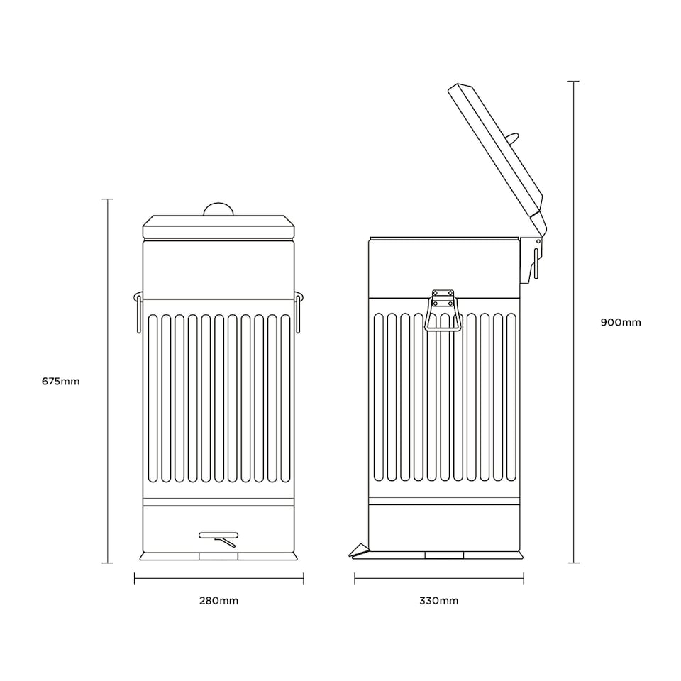 image 1 of Charles Bentley 30L Steel Square Retro Kitchen Pedal Waste Bin Cream