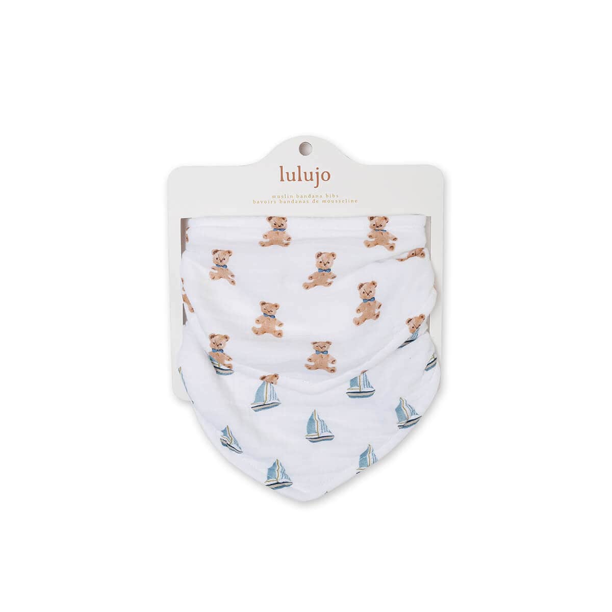 Lulujo 2-pack Bandana Bib - Vintage Bear & Sailboats
