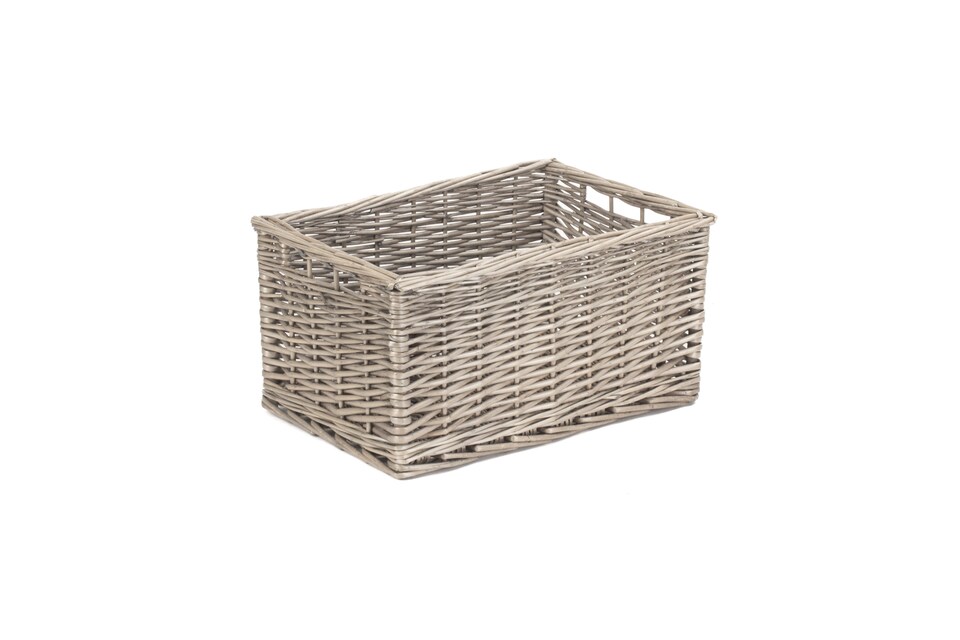 image 1 of Wicker Antique Wash Open Storage Basket Medium | Brown | Brown