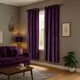 image 4 of Plum Purple Velvet Blackout Eyelet Curtains - 46x54 Inch Drop - Pair Purple