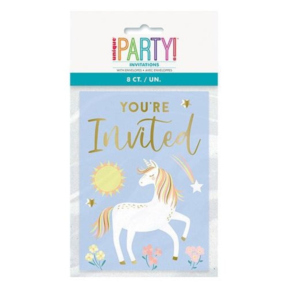 image 1 of Dainty Unicorn Invitations with Envelopes - Pack of 8