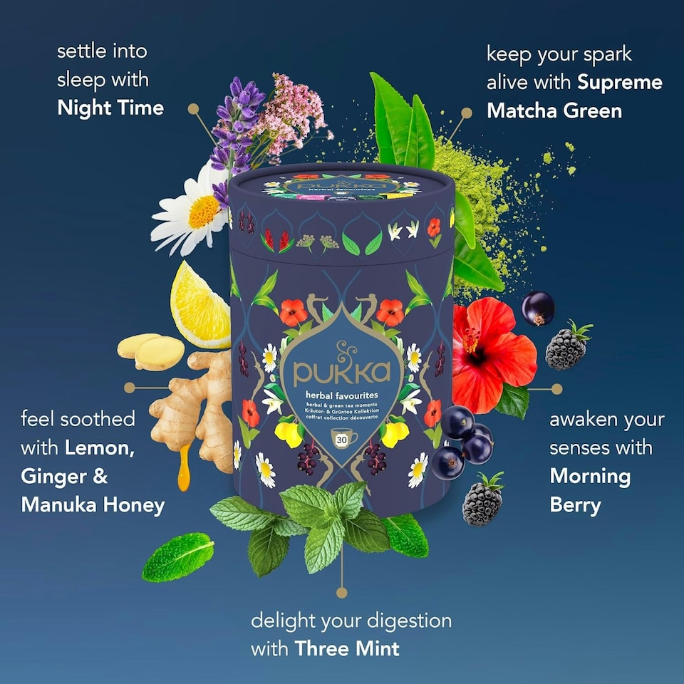 image 1 of Pukka Herbs Favourites Herbal Tea Gift Set, Ideal Gifts, 30 Teabags, 5 Flavours