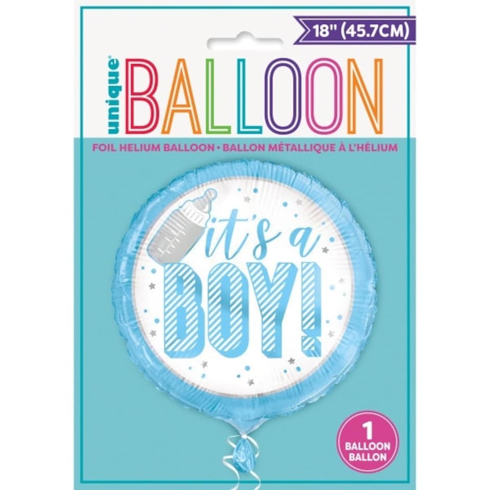 image 1 of Blue It’s a Boy Round Foil Balloon 18"